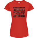 Teacher Attitude Funny Teaching Games PE Geography Womens Petite Cut T-Shirt Red