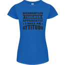 Teacher Attitude Funny Teaching Games PE Geography Womens Petite Cut T-Shirt Royal Blue