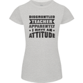 Teacher Attitude Funny Teaching Games PE Geography Womens Petite Cut T-Shirt Sports Grey