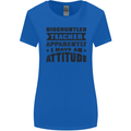 Teacher Attitude Funny Teaching Games PE Geography Womens Wider Cut T-Shirt Royal Blue