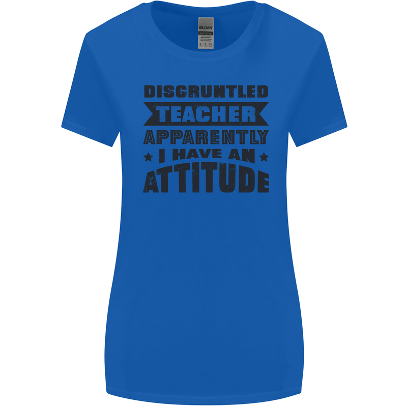 Teacher Attitude Funny Teaching Games PE Geography Womens Wider Cut T-Shirt Royal Blue
