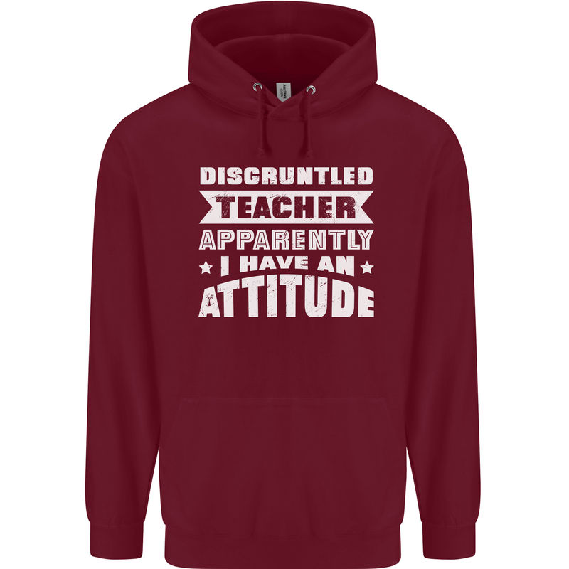 Teacher Attitude Funny Teaching Maths English Childrens Kids Hoodie Maroon