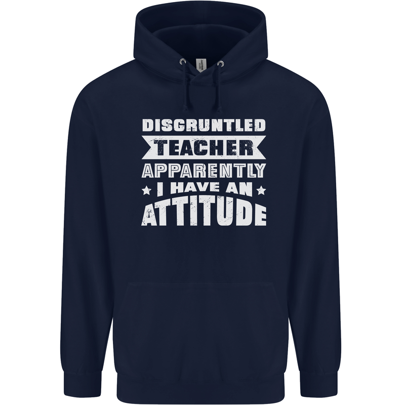 Teacher Attitude Funny Teaching Maths English Childrens Kids Hoodie Navy Blue