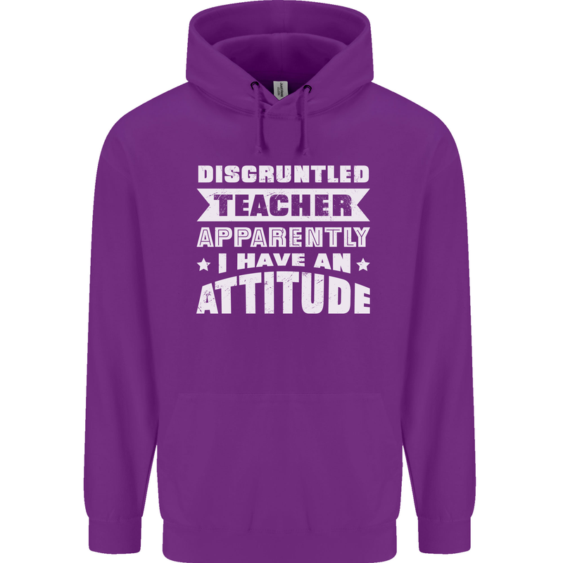 Teacher Attitude Funny Teaching Maths English Childrens Kids Hoodie Purple