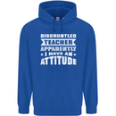 Teacher Attitude Funny Teaching Maths English Childrens Kids Hoodie Royal Blue