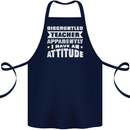 Teacher Attitude Funny Teaching Maths English Cotton Apron 100% Organic Navy Blue