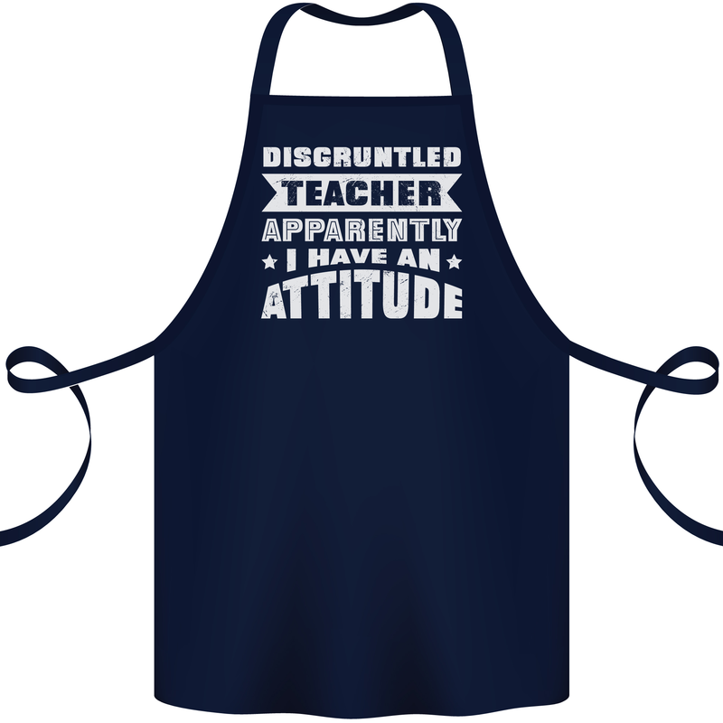 Teacher Attitude Funny Teaching Maths English Cotton Apron 100% Organic Navy Blue
