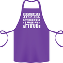 Teacher Attitude Funny Teaching Maths English Cotton Apron 100% Organic Purple
