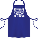 Teacher Attitude Funny Teaching Maths English Cotton Apron 100% Organic Royal Blue