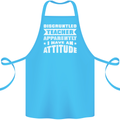 Teacher Attitude Funny Teaching Maths English Cotton Apron 100% Organic Turquoise