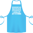Teacher Attitude Funny Teaching Maths English Cotton Apron 100% Organic Turquoise