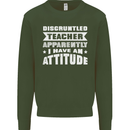 Teacher Attitude Funny Teaching Maths English Kids Sweatshirt Jumper Forest Green
