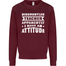 Teacher Attitude Funny Teaching Maths English Kids Sweatshirt Jumper Maroon