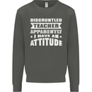 Teacher Attitude Funny Teaching Maths English Kids Sweatshirt Jumper Storm Grey