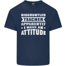 Teacher Attitude Funny Teaching Maths English Kids T-Shirt Childrens Navy Blue