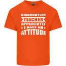 Teacher Attitude Funny Teaching Maths English Kids T-Shirt Childrens Orange