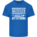 Teacher Attitude Funny Teaching Maths English Kids T-Shirt Childrens Royal Blue
