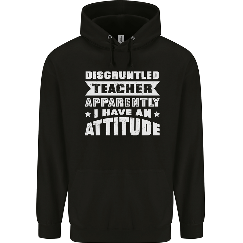 Teacher Attitude Funny Teaching Maths English Mens 80% Cotton Hoodie Black
