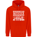 Teacher Attitude Funny Teaching Maths English Mens 80% Cotton Hoodie Bright Red