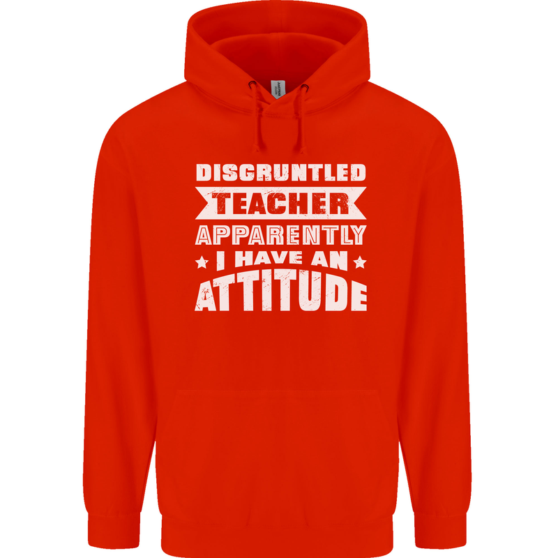Teacher Attitude Funny Teaching Maths English Mens 80% Cotton Hoodie Bright Red
