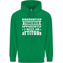 Teacher Attitude Funny Teaching Maths English Mens 80% Cotton Hoodie Irish Green