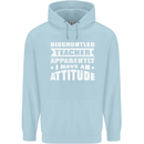Teacher Attitude Funny Teaching Maths English Mens 80% Cotton Hoodie Light Blue