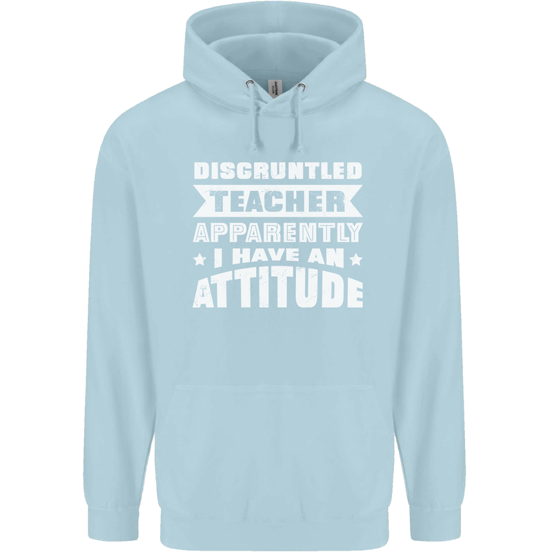 Teacher Attitude Funny Teaching Maths English Mens 80% Cotton Hoodie Light Blue