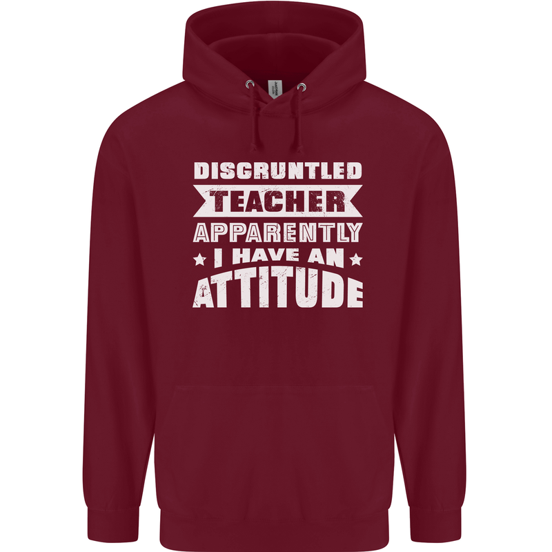 Teacher Attitude Funny Teaching Maths English Mens 80% Cotton Hoodie Maroon