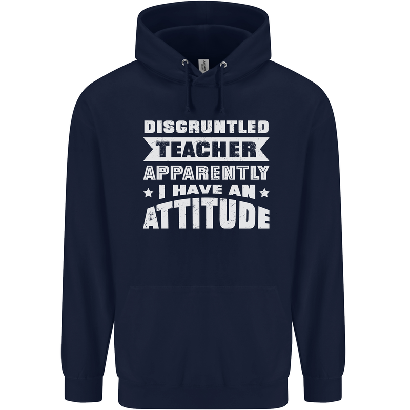 Teacher Attitude Funny Teaching Maths English Mens 80% Cotton Hoodie Navy Blue