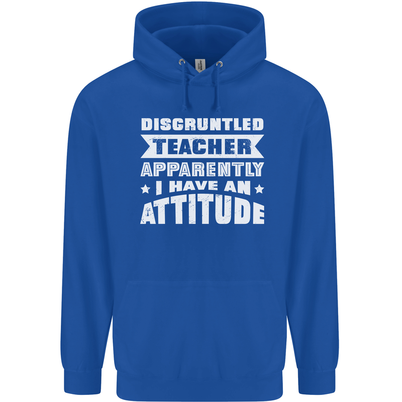 Teacher Attitude Funny Teaching Maths English Mens 80% Cotton Hoodie Royal Blue