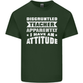 Teacher Attitude Funny Teaching Maths English Mens Cotton T-Shirt Tee Top Forest Green