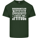 Teacher Attitude Funny Teaching Maths English Mens Cotton T-Shirt Tee Top Forest Green
