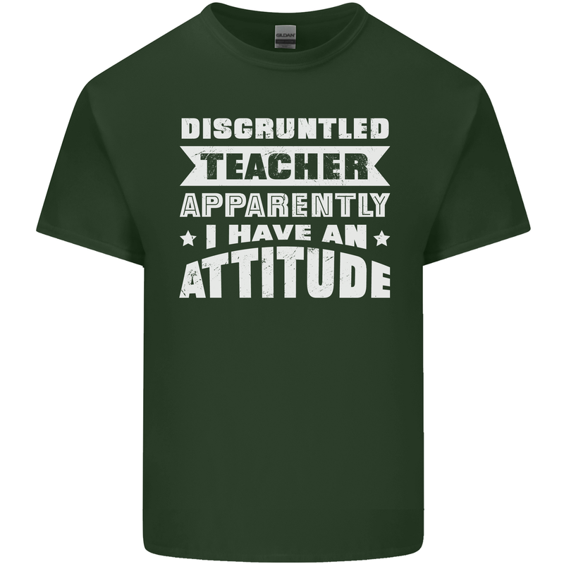 Teacher Attitude Funny Teaching Maths English Mens Cotton T-Shirt Tee Top Forest Green