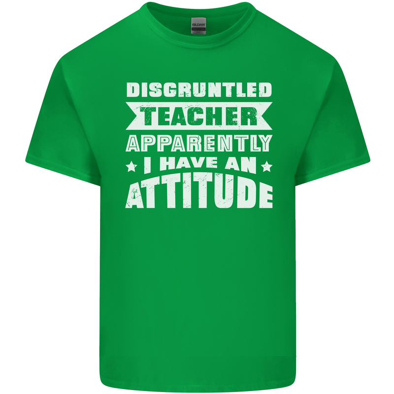 Teacher Attitude Funny Teaching Maths English Mens Cotton T-Shirt Tee Top Irish Green