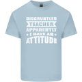 Teacher Attitude Funny Teaching Maths English Mens Cotton T-Shirt Tee Top Light Blue