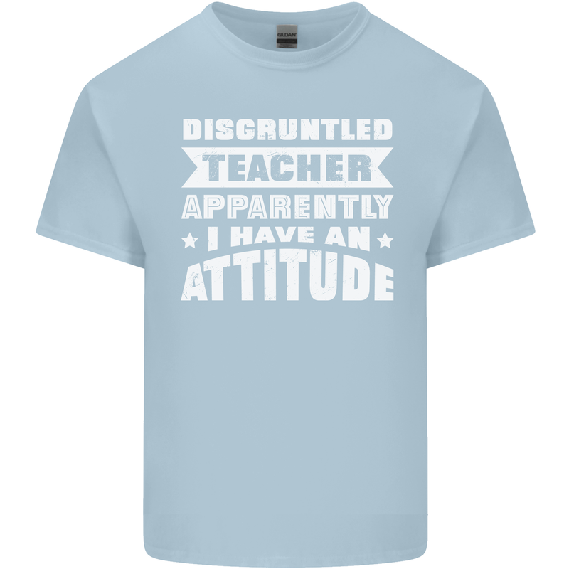 Teacher Attitude Funny Teaching Maths English Mens Cotton T-Shirt Tee Top Light Blue