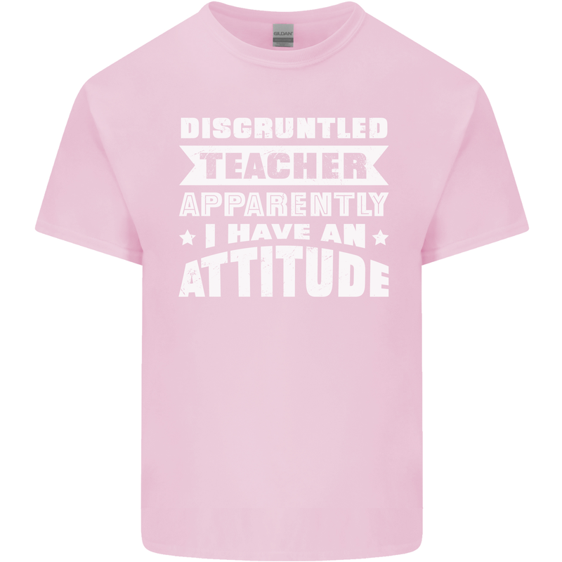 Teacher Attitude Funny Teaching Maths English Mens Cotton T-Shirt Tee Top Light Pink