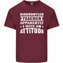 Teacher Attitude Funny Teaching Maths English Mens Cotton T-Shirt Tee Top Maroon