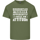 Teacher Attitude Funny Teaching Maths English Mens Cotton T-Shirt Tee Top Military Green