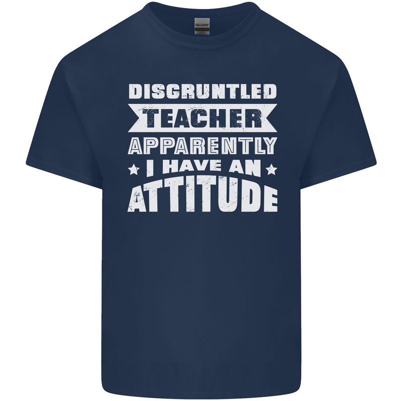Teacher Attitude Funny Teaching Maths English Mens Cotton T-Shirt Tee Top Navy Blue
