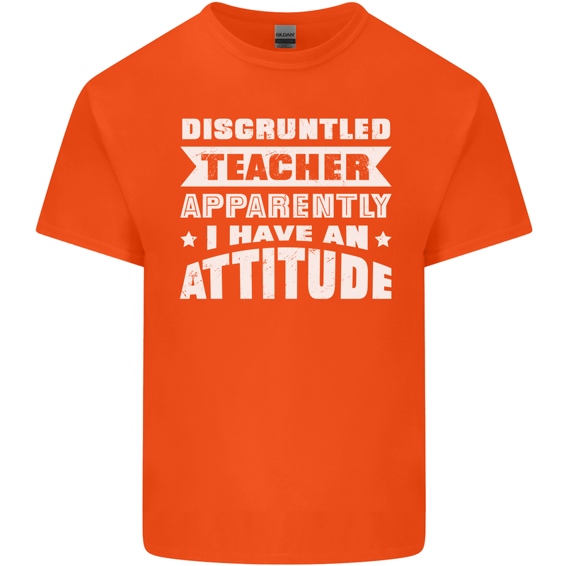 Teacher Attitude Funny Teaching Maths English Mens Cotton T-Shirt Tee Top Orange