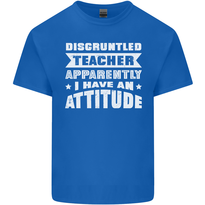 Teacher Attitude Funny Teaching Maths English Mens Cotton T-Shirt Tee Top Royal Blue