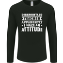 Teacher Attitude Funny Teaching Maths English Mens Long Sleeve T-Shirt Black