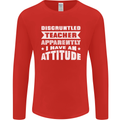 Teacher Attitude Funny Teaching Maths English Mens Long Sleeve T-Shirt Red