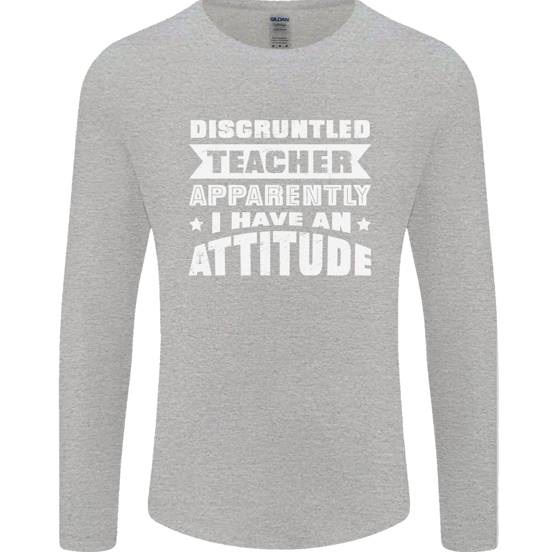Teacher Attitude Funny Teaching Maths English Mens Long Sleeve T-Shirt Sports Grey