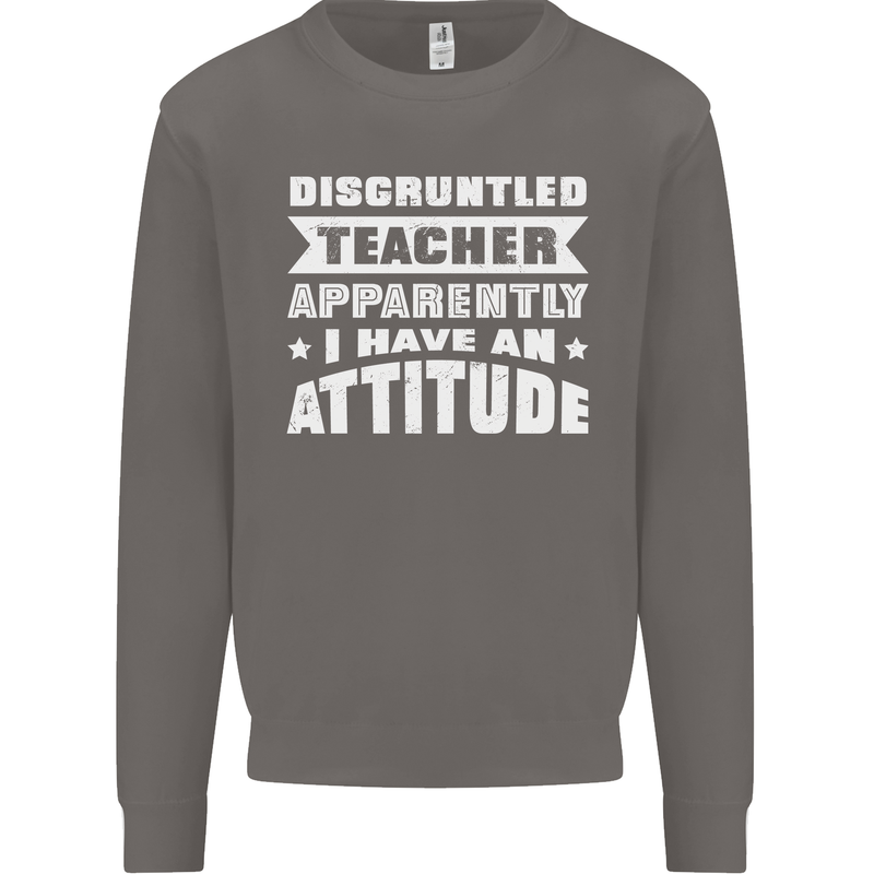 Teacher Attitude Funny Teaching Maths English Mens Sweatshirt Jumper Charcoal