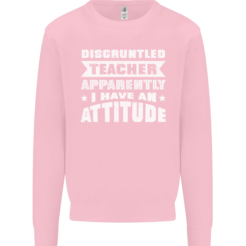 Teacher Attitude Funny Teaching Maths English Mens Sweatshirt Jumper Light Pink