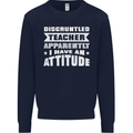 Teacher Attitude Funny Teaching Maths English Mens Sweatshirt Jumper Navy Blue