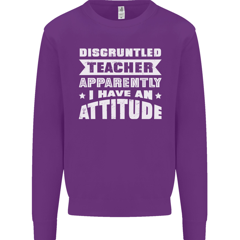 Teacher Attitude Funny Teaching Maths English Mens Sweatshirt Jumper Purple