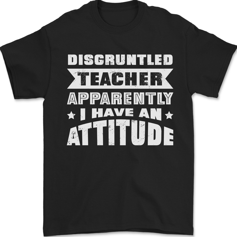 Teacher Attitude Funny Teaching Maths English Mens T-Shirt 100% Cotton Black